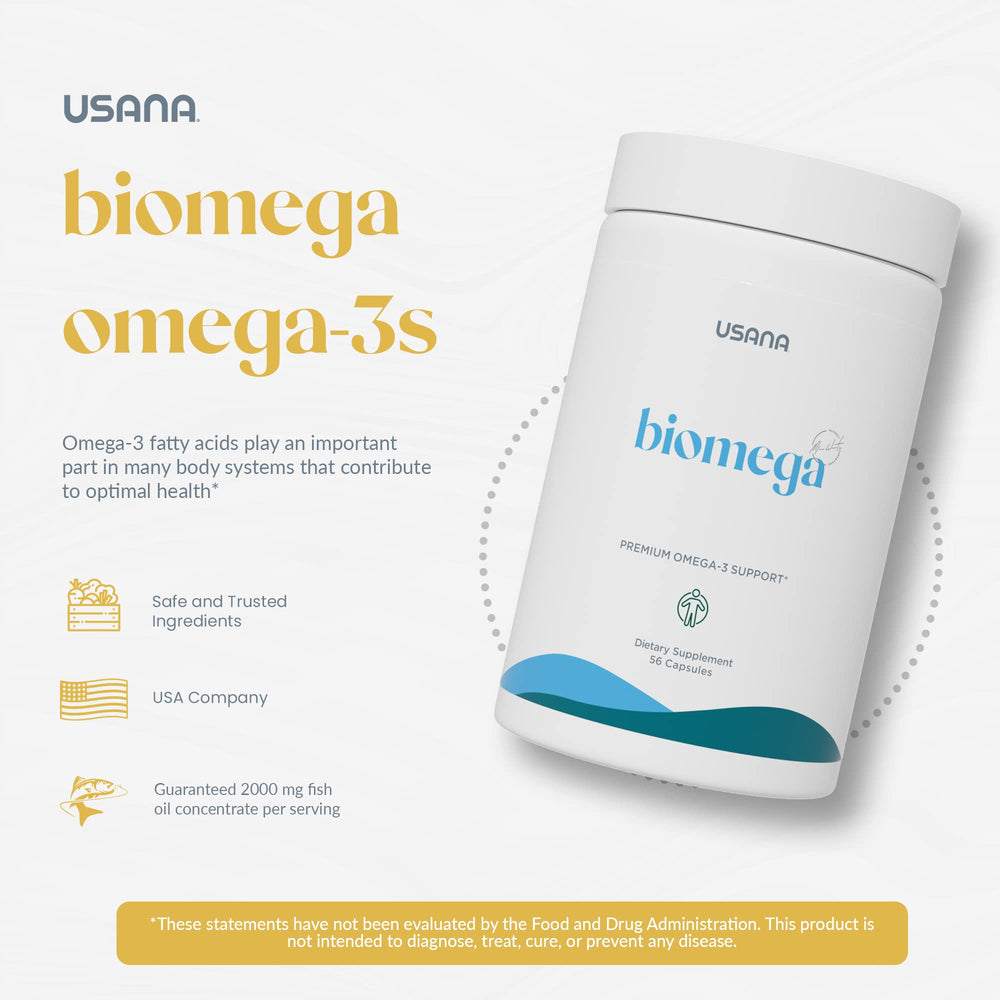 USANA BiOmega capsules close-up showing soft gels