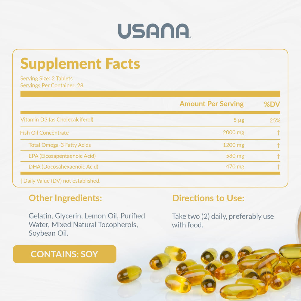 USANA BiOmega serving size capsules for daily meals