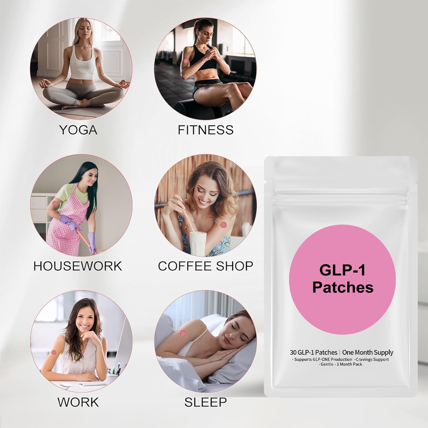 USHJNV GLP-1 patch on the thigh area for easy daily use.