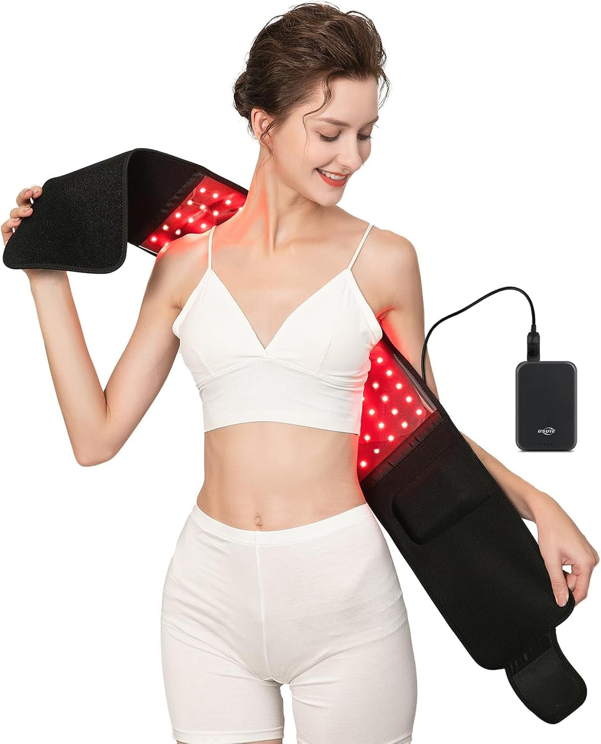 USUIE red light therapy belt front view for at-home relief and convenience