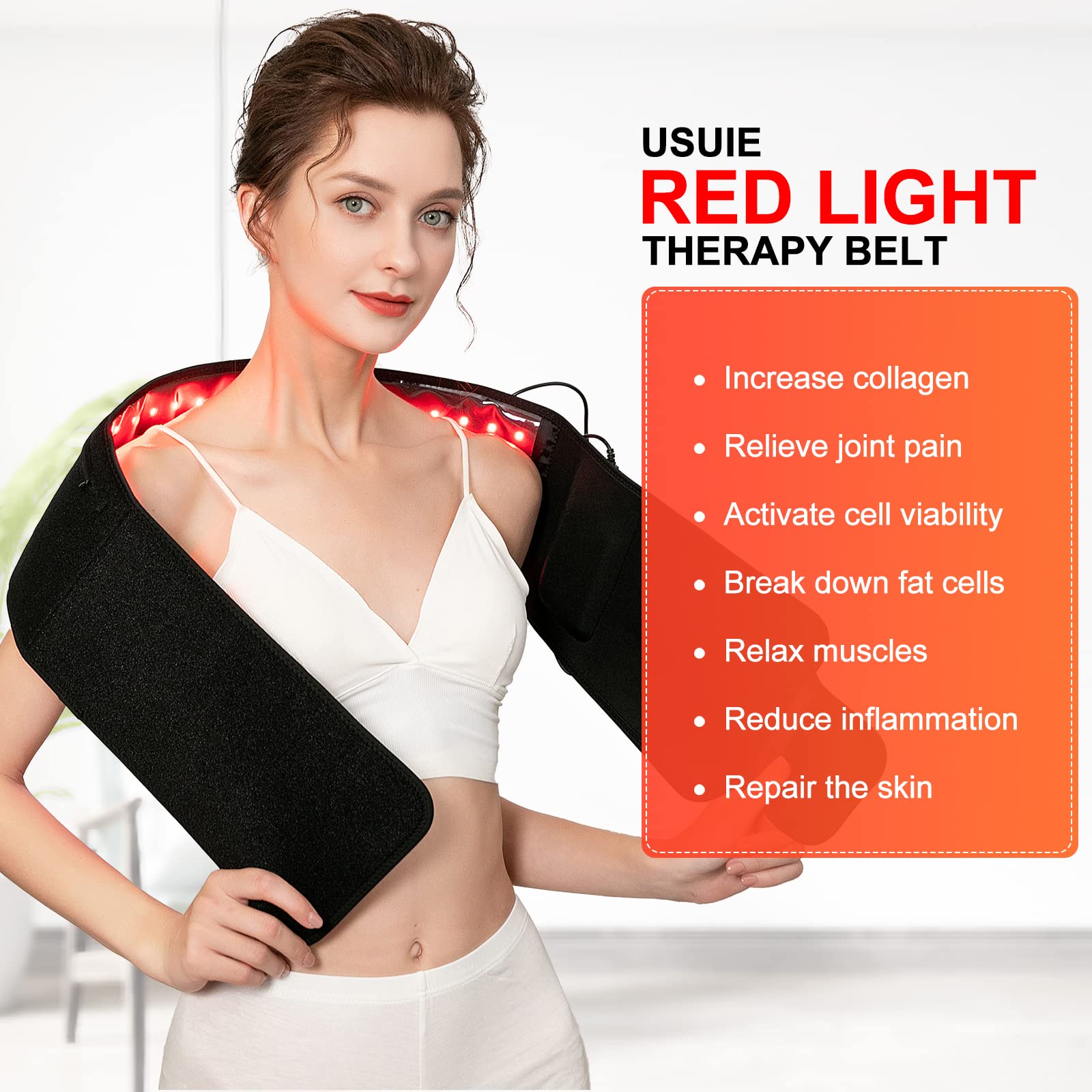 USUIE infrared therapy belt emitting 850nm light for deeper warmth