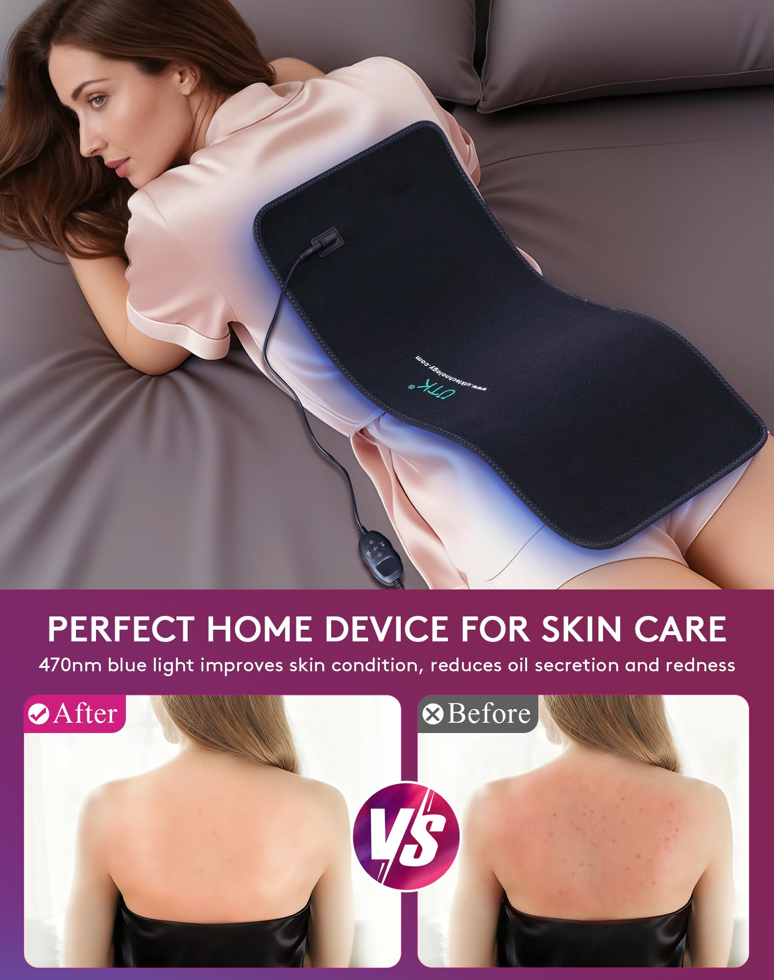 UTK light therapy pad laid flat to cover multiple body zones