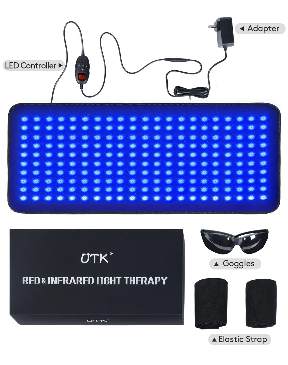 UTK light therapy pad timer settings displayed for personalized sessions