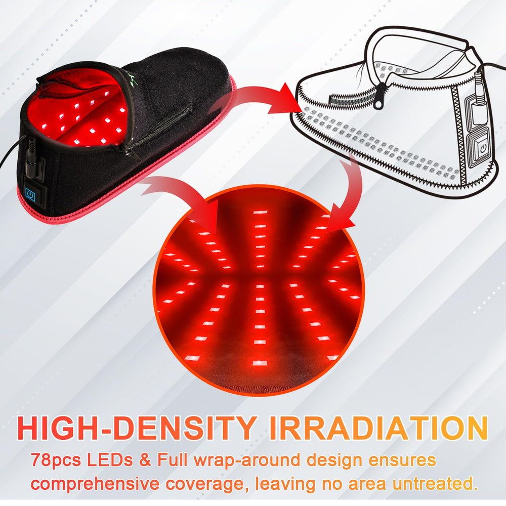 UTK red light therapy shoe double-zipper design, easy on and off