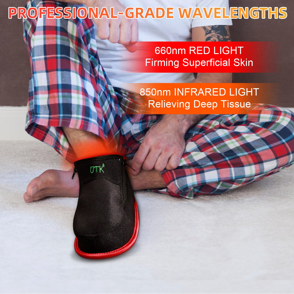UTK red light therapy shoe heel area, focuses warmth around the heel joints