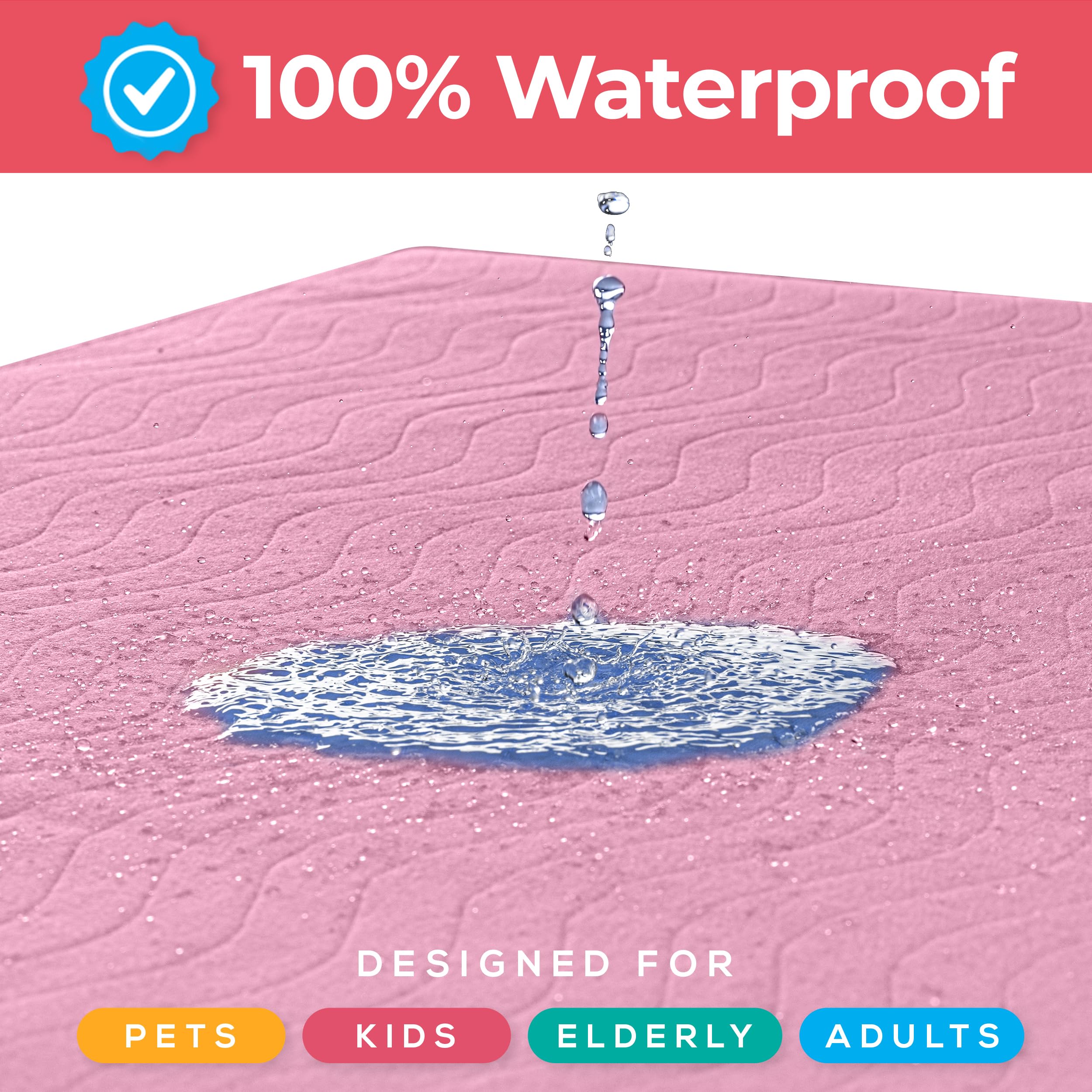 Utopia Bedding pink underpad laid on sofa showing protective surface.
