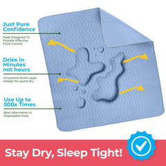 Utopia Bedding underpads absorb up to 6 cups for a dry surface