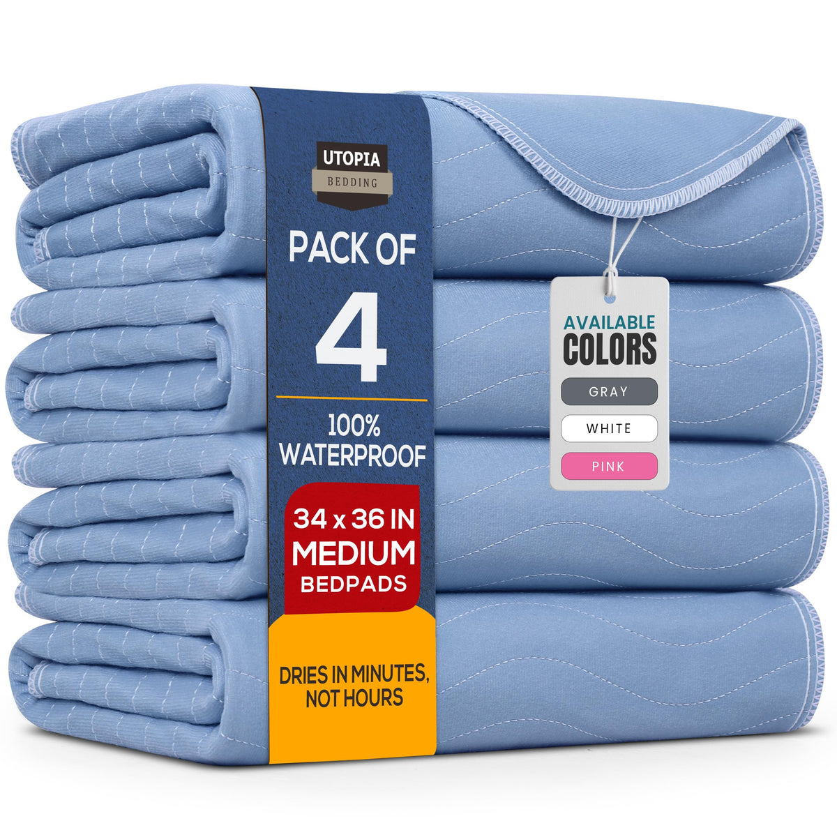 Utopia Bedding underpads 34x36 four-pack protecting bed surfaces from leaks