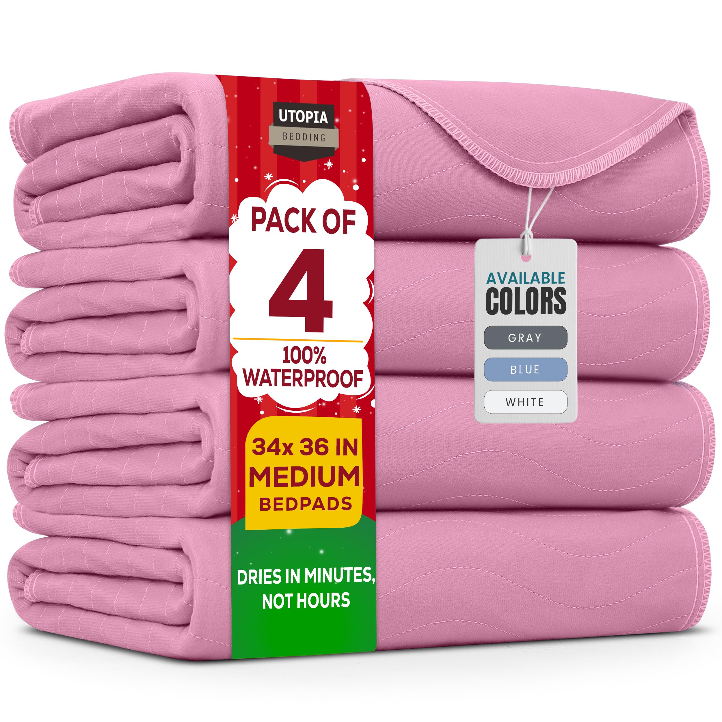 Utopia Bedding washable underpads 34x36 on bed keeping bedding dry.
