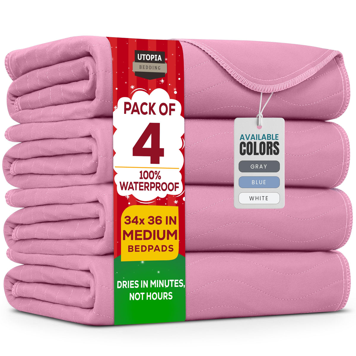 Utopia Bedding washable underpads 34x36 on bed keeping bedding dry.