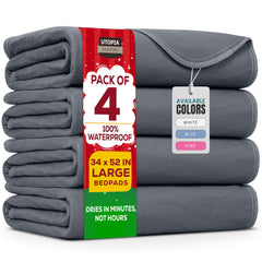 Utopia Bedding washable underpads front view, durable mattress protection.