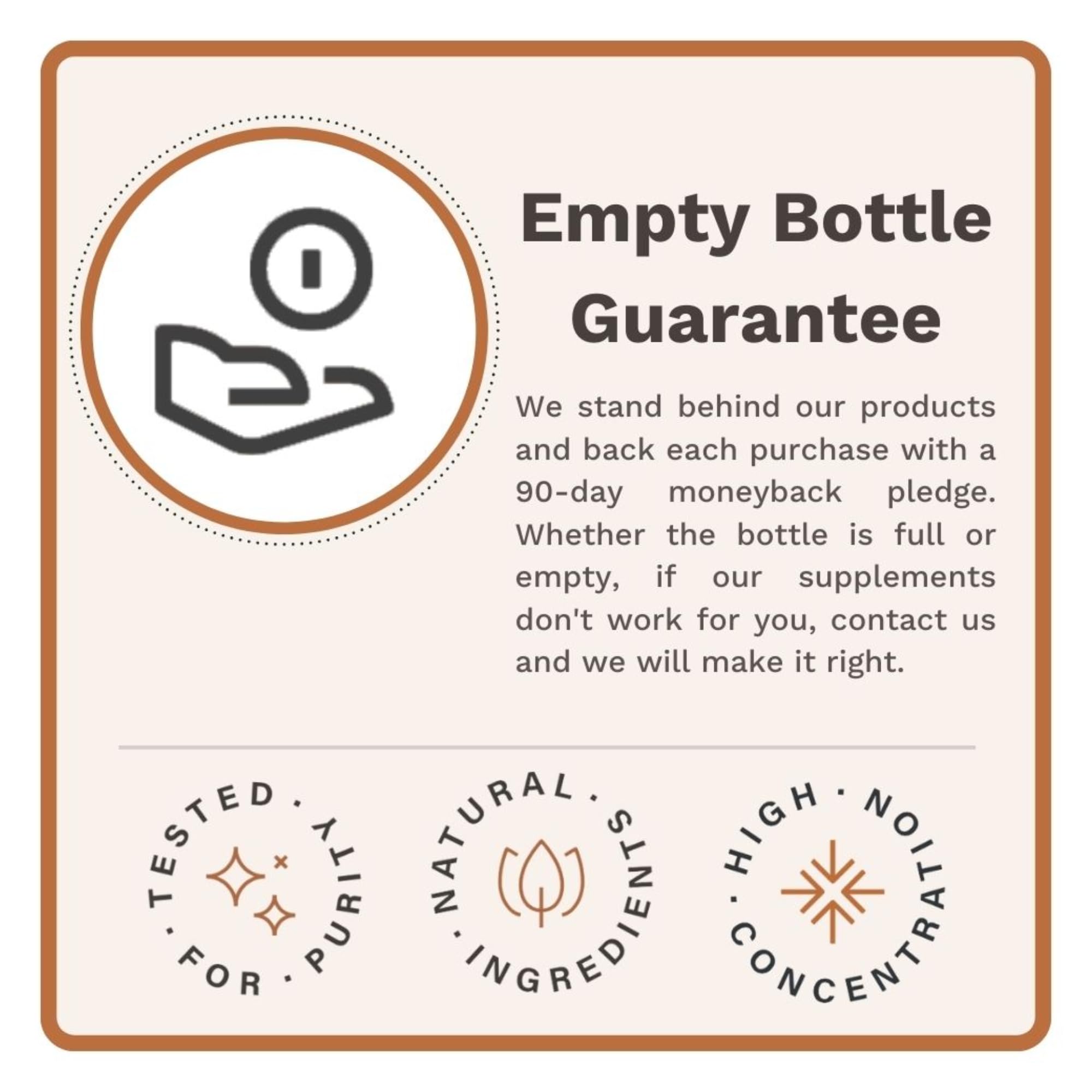 Utzy Naturals GlyNAC+ empty bottle guarantee icon on packaging