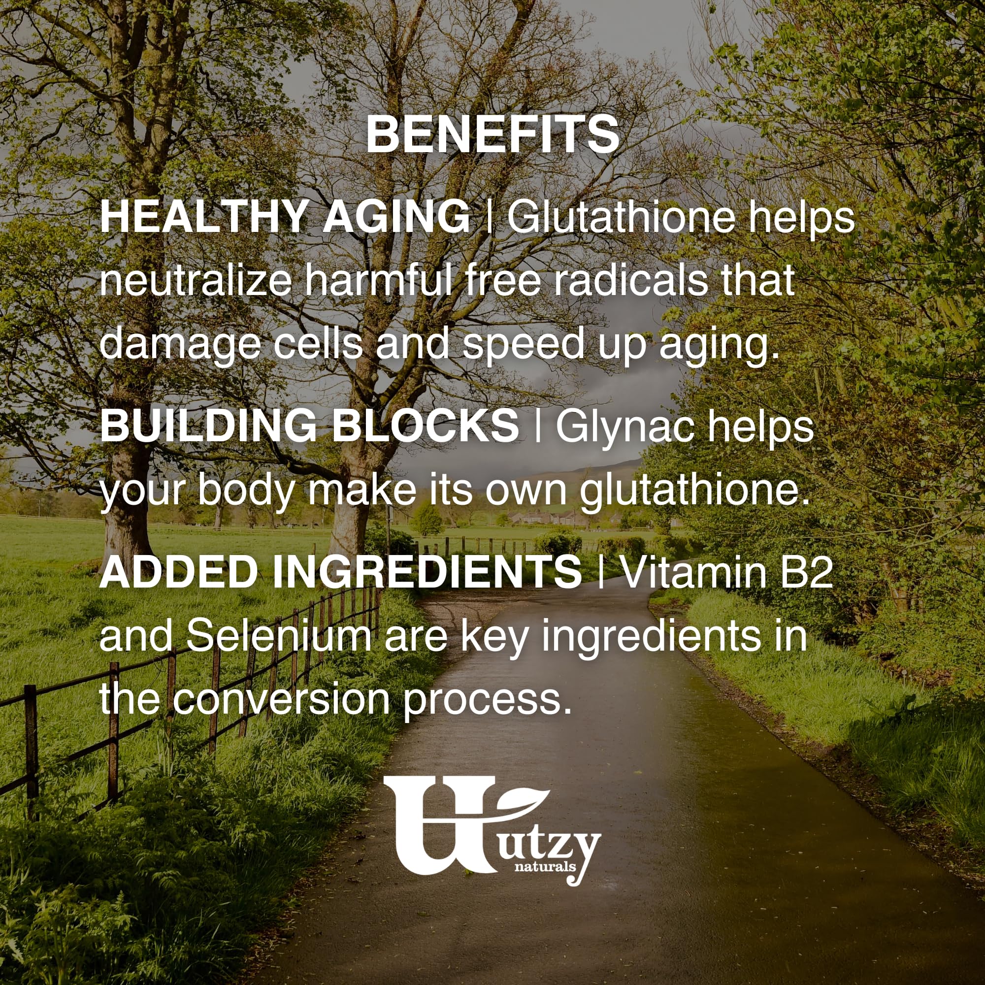 Utzy Naturals GlyNAC+ vegetarian capsules arranged for daily routine