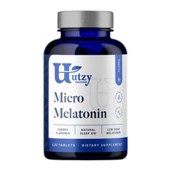 Utzy Naturals Micro Melatonin bottle dissolving for easy nightly use.