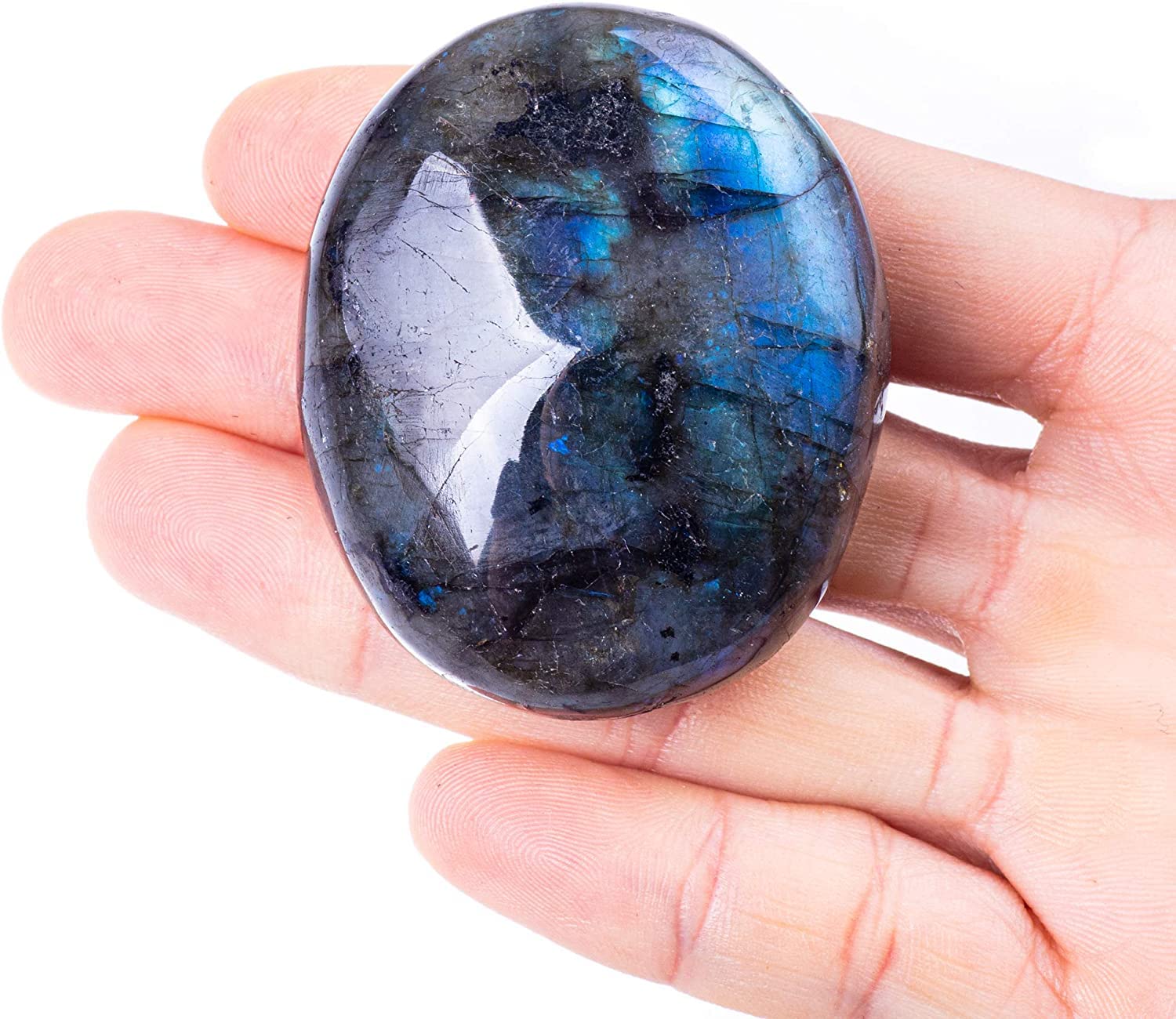 UU UNIHOM Labradorite palm stone with irregular polish for calming, tactile use.