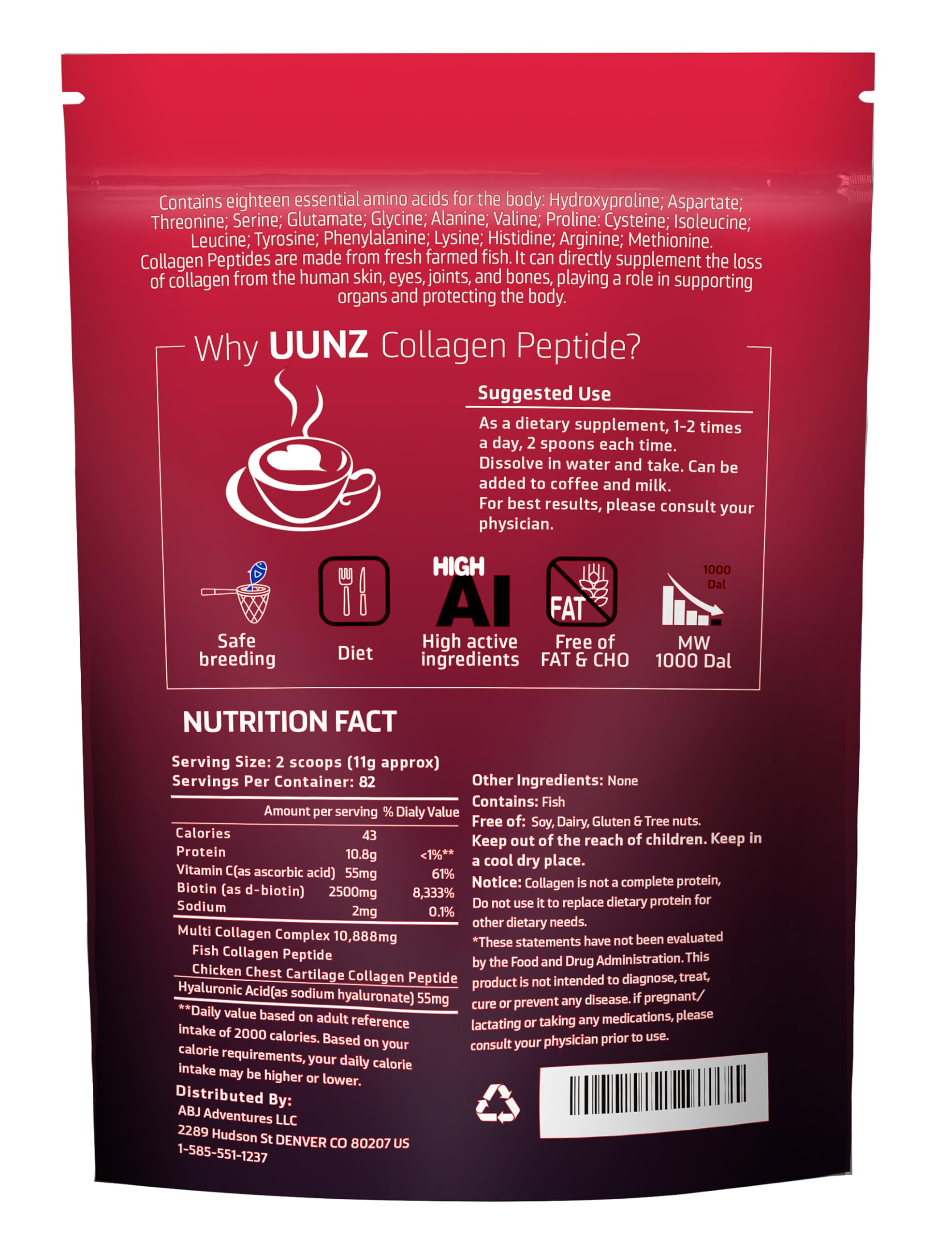 Scoop included with UUNZ Multi Collagen Powder for easy portioning.