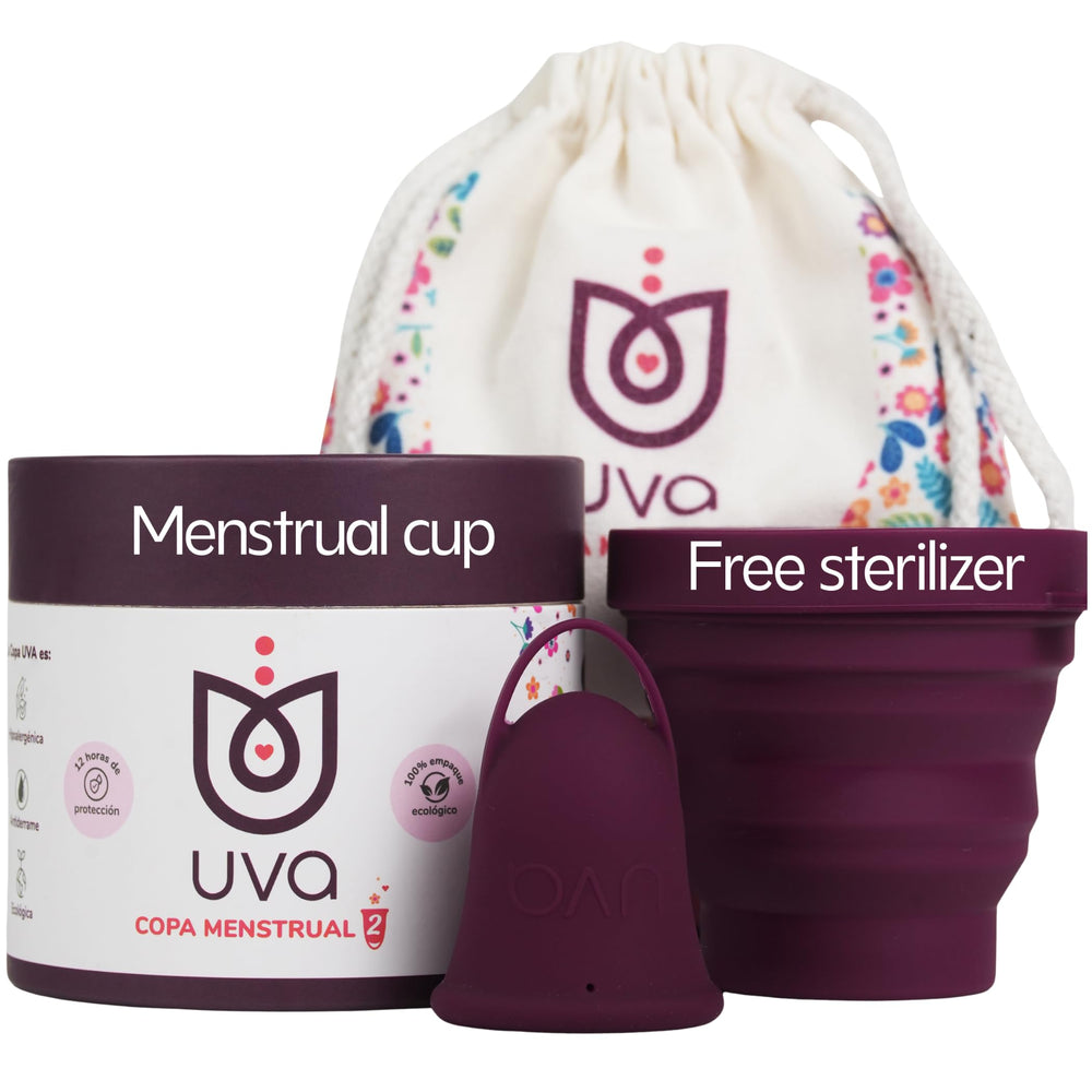 UVA reusable cup size B for heavy days provides comfortable leak protection.