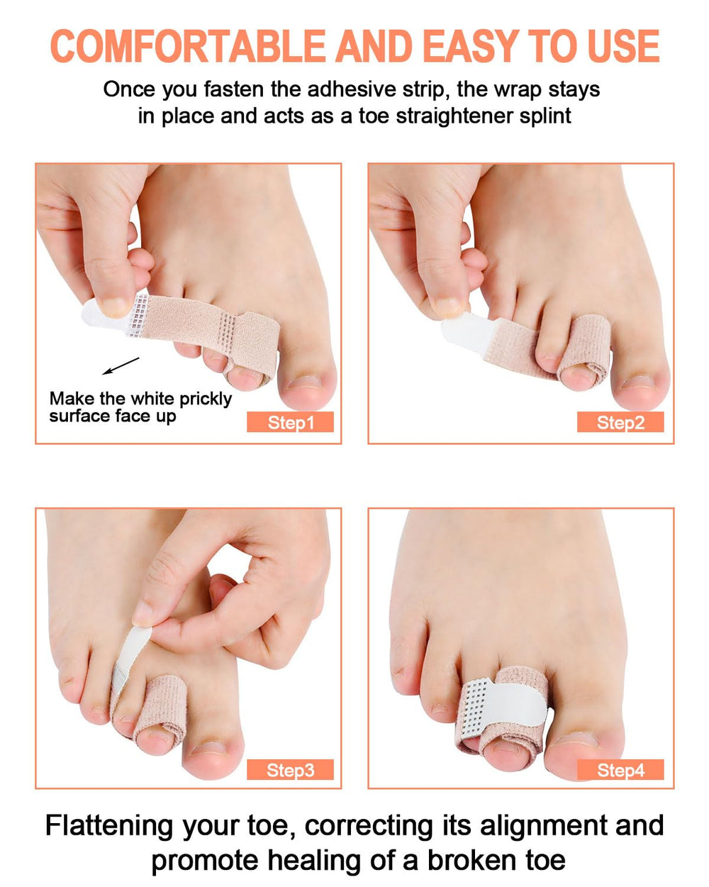 Uwbettry crooked toe aligner wrap demonstrates simple realignment support