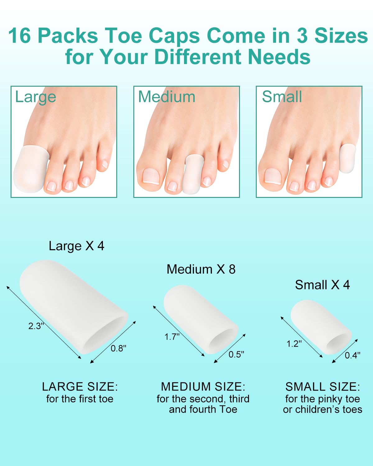 Uwbettry medium toe protector sleeve supports the middle toe during daily wear