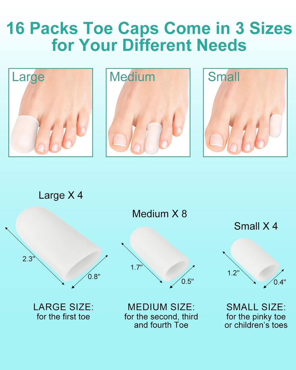 Uwbettry medium toe protector sleeve supports the middle toe during daily wear