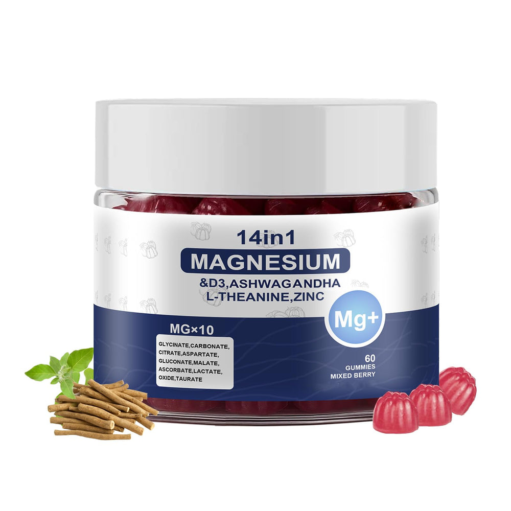 UYPO Magnesium Complex bottle highlights 14-in-1 formula for daily calm and energy.