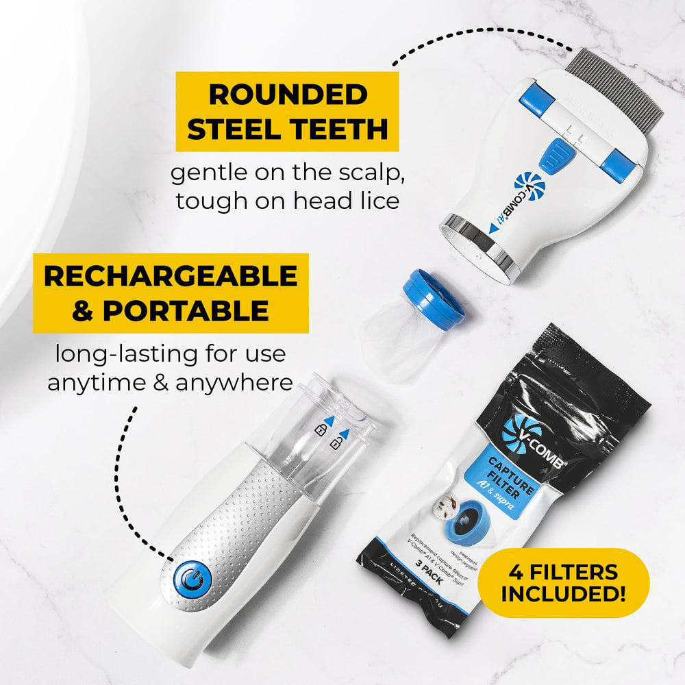 Ergonomic design of V-COMB A1 enables gentle, thorough combing.