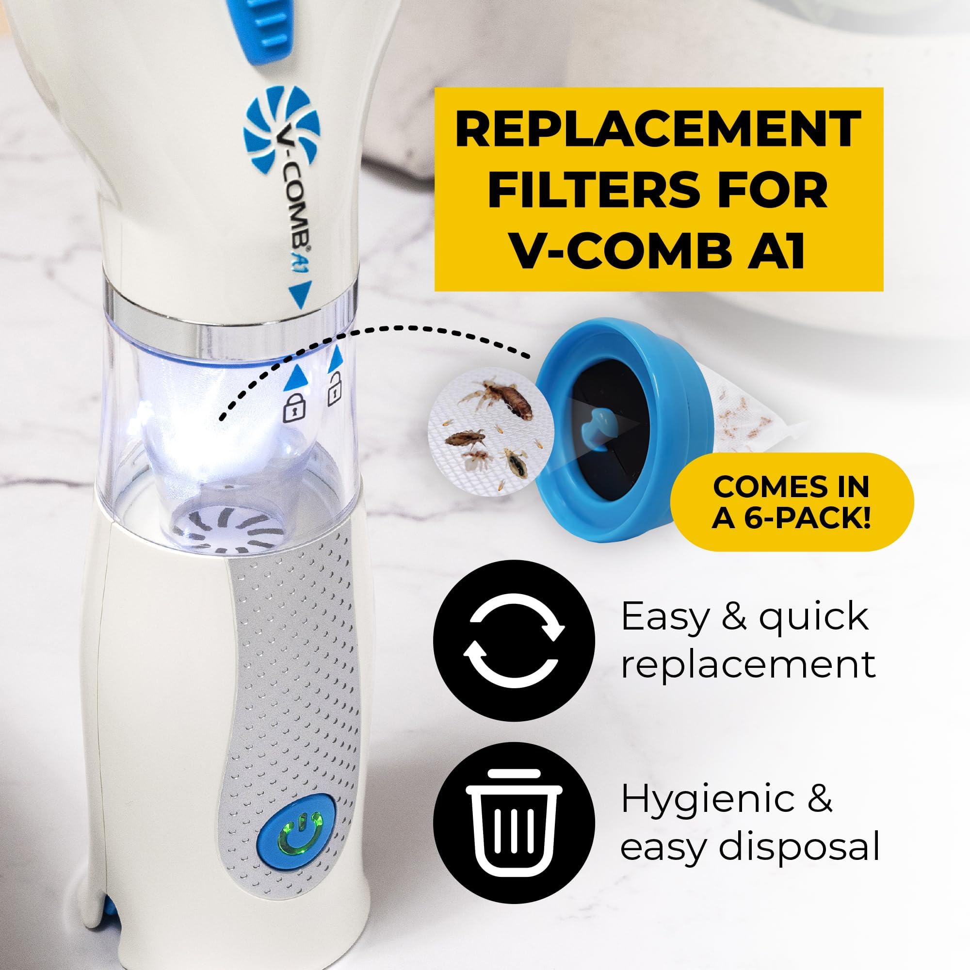 V-COMB A1 refill filters pack for ongoing hygiene.