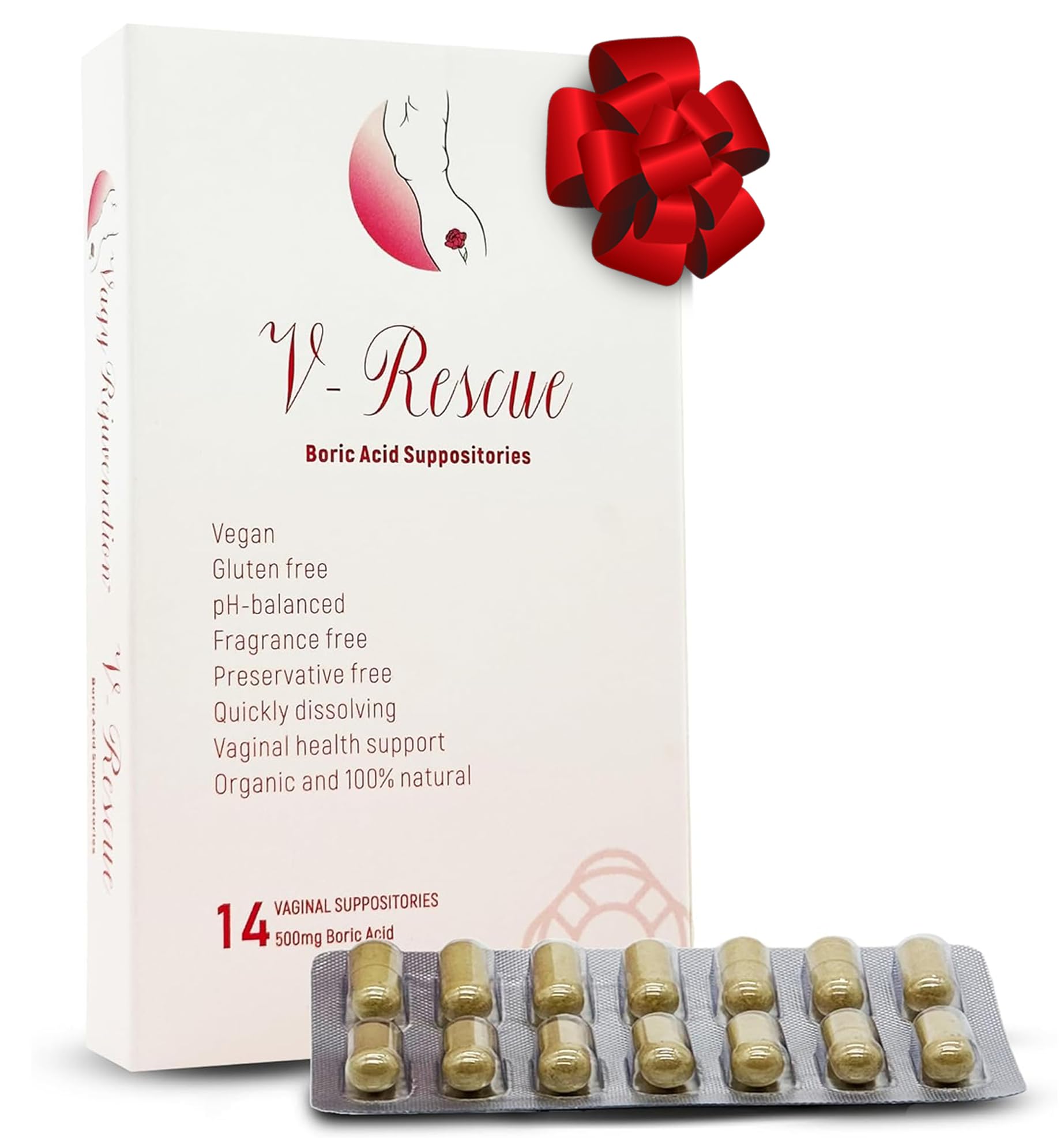 V-Rescue box front showcases packaging designed for discreet at-home use.