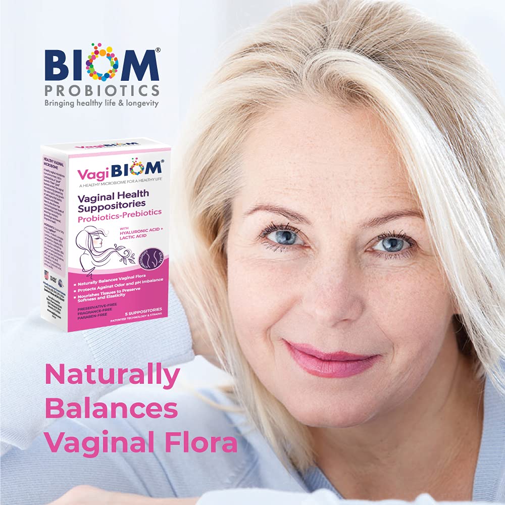 VagiBiom hyaluronic acid moisturizes vaginal tissue for comfort.
