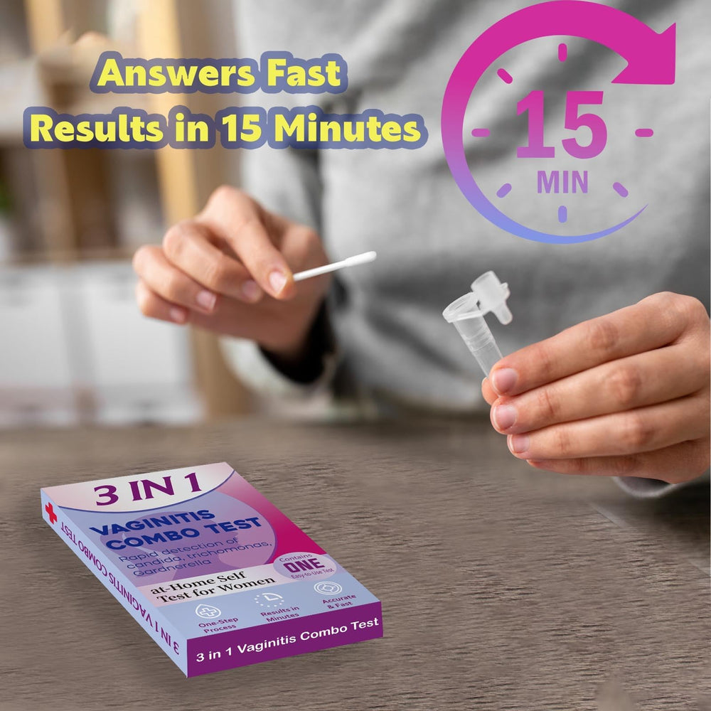 Vaginitis Test Kit instructions card with clear step-by-step guidance.