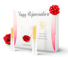 Vagy Rejuvenation Herbal Gels application shows discreet single-use applicator for gentle vaginal care.