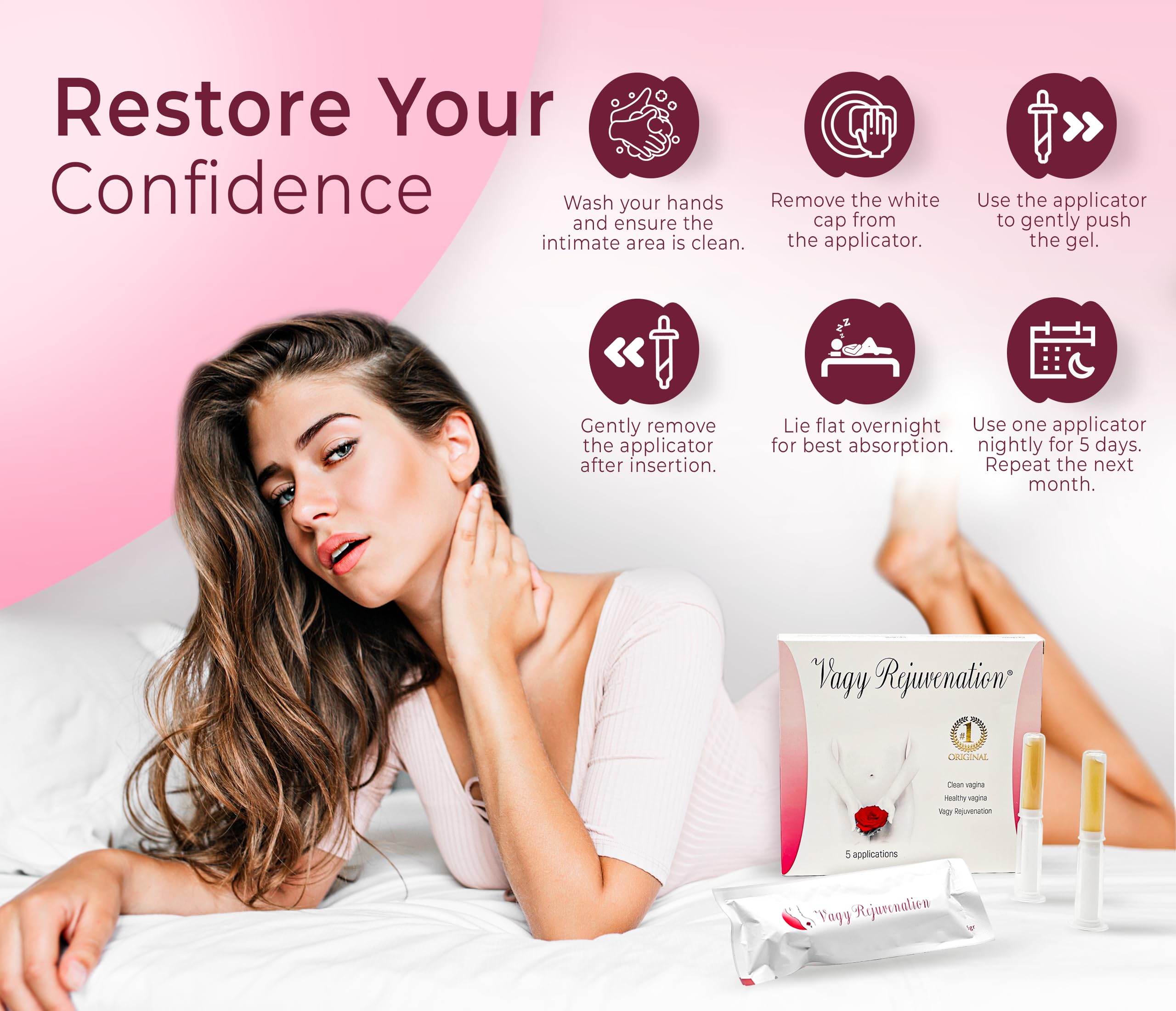 Vagy Rejuvenation Herbal Gels 5-ovule box option supports ongoing intimate care.