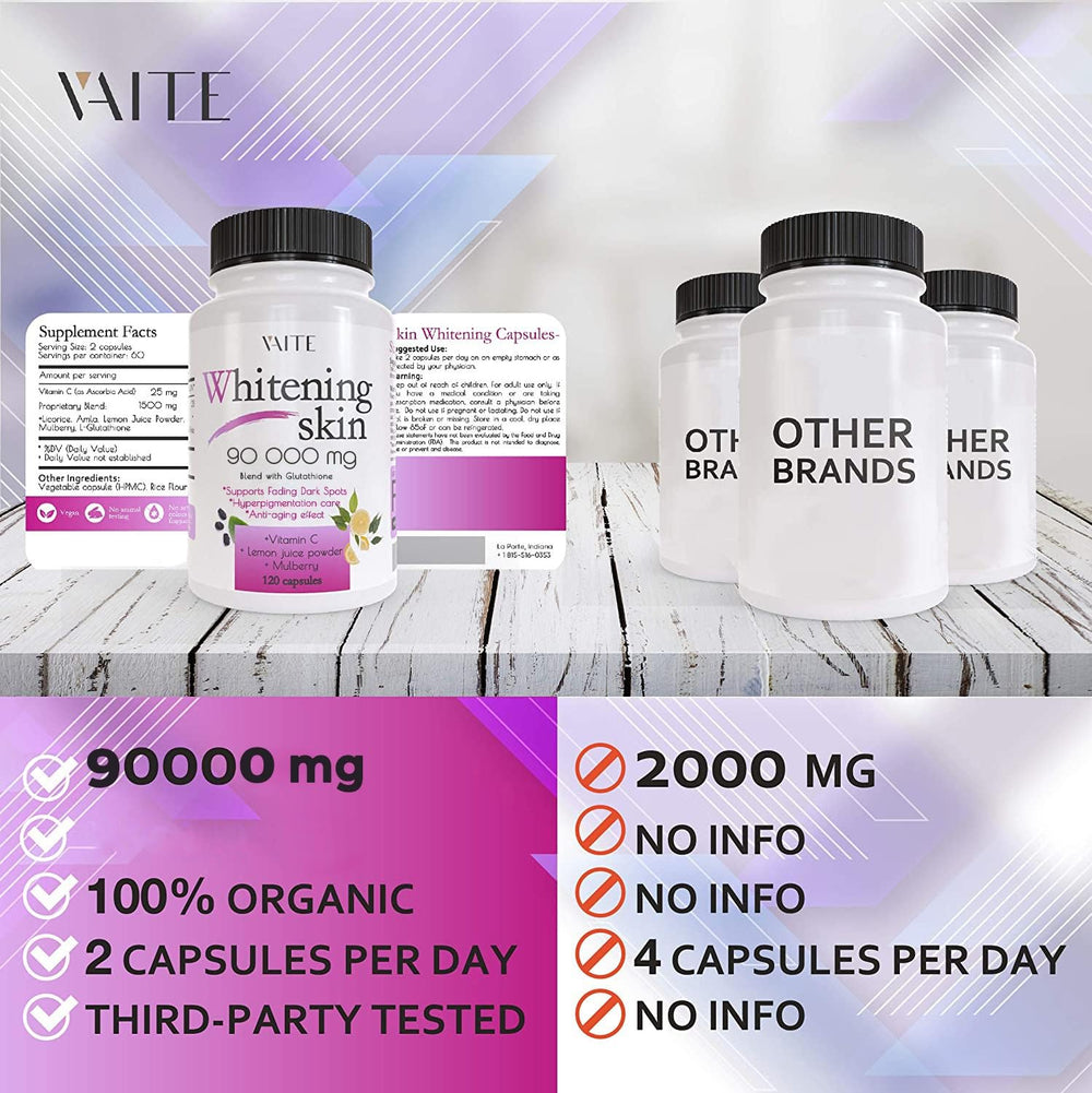 VAITE glutathione pills lifestyle shot suggests easy integration into routines.