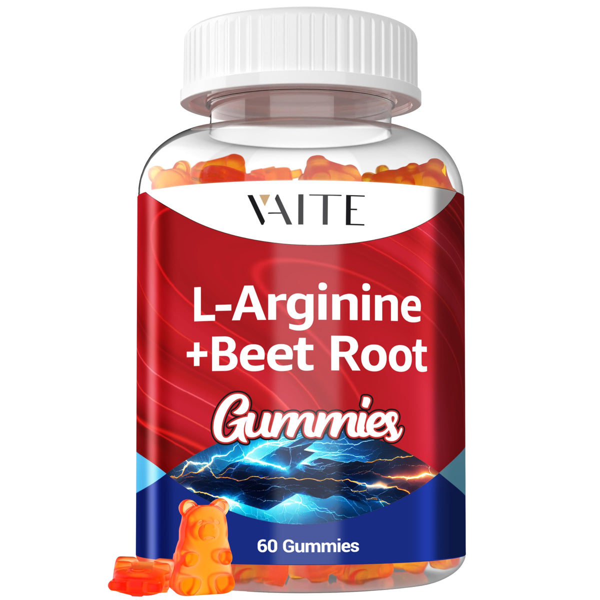 VAITE L-Arginine Beet Root Gummies bottle for convenient daily energy and circulation support.