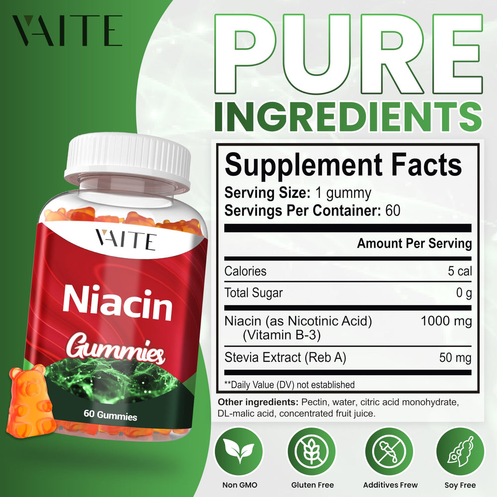 VAITE Niacin label with vegan certification details
