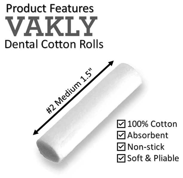 Vakly 100 dental cotton rolls multiuse image illustrates versatility across care tasks.