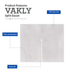 Vakly 6-ply thick absorbent gauze keeps drainage sites secure