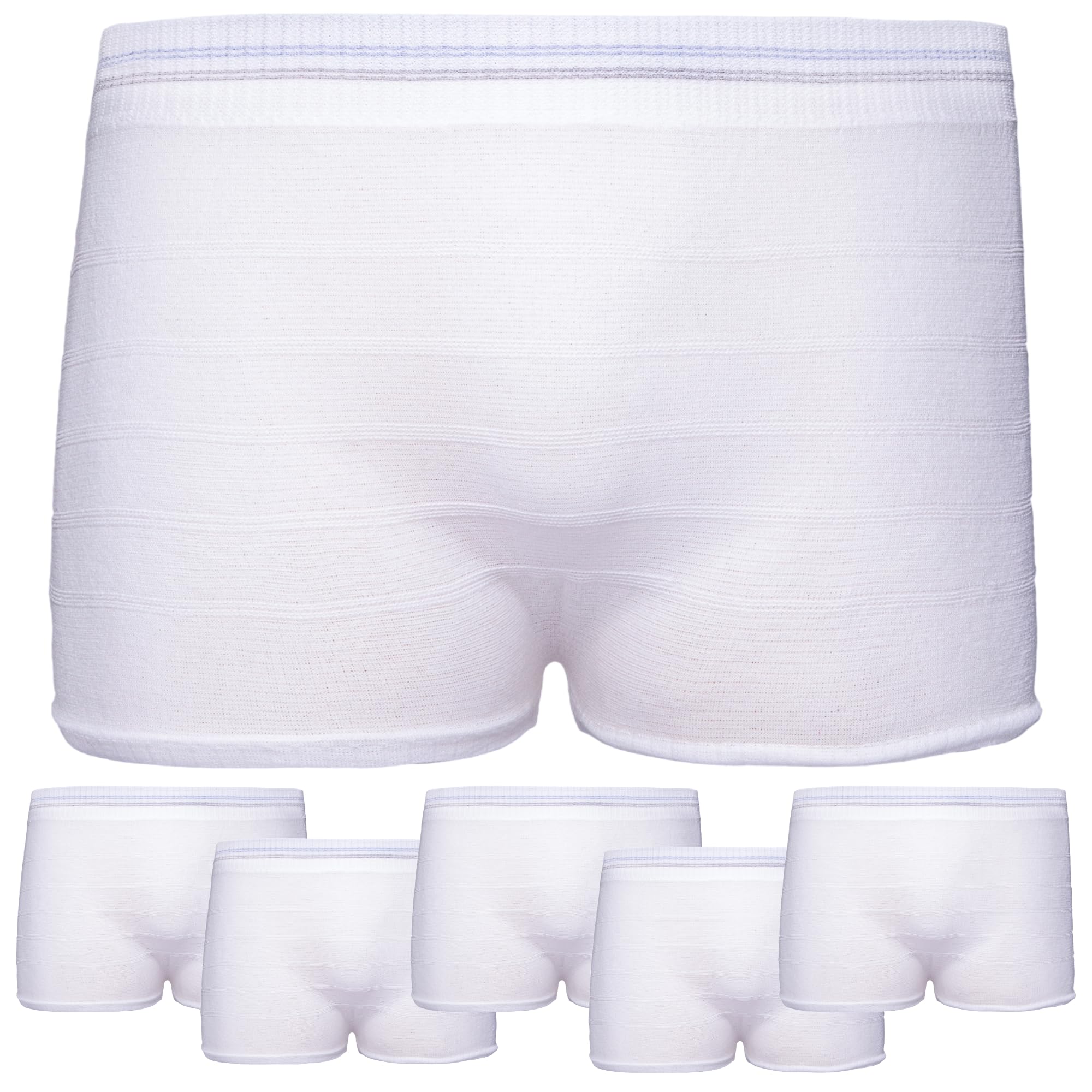 Vakly disposable underwear with knit mesh high waist for comfortable recovery.