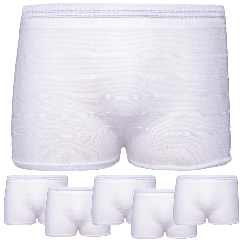 Vakly disposable underwear with knit mesh high waist for comfortable recovery.