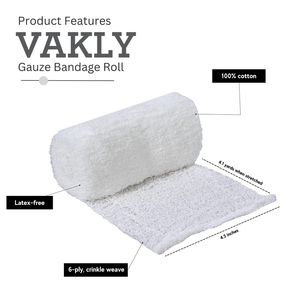 Vakly sterile Krinkle roll in individual wrapper for clean, ready-to-use first aid supplies.