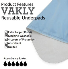 Vakly XL underpad with PVC backing stays in place on a sofa