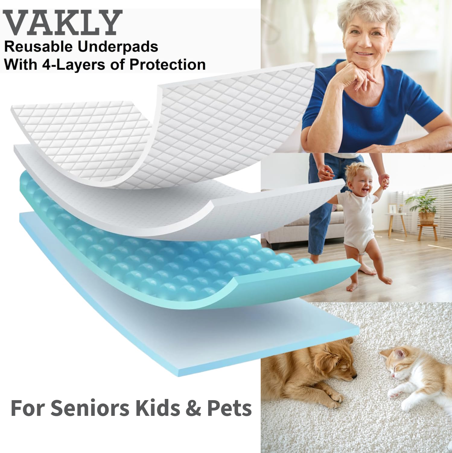Vakly XL underpad laid on a king size bed for overnight protection