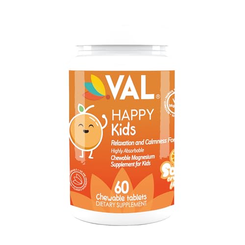 VAL Kids Magnesium chewables in triangle and smiley shapes encourage routine.