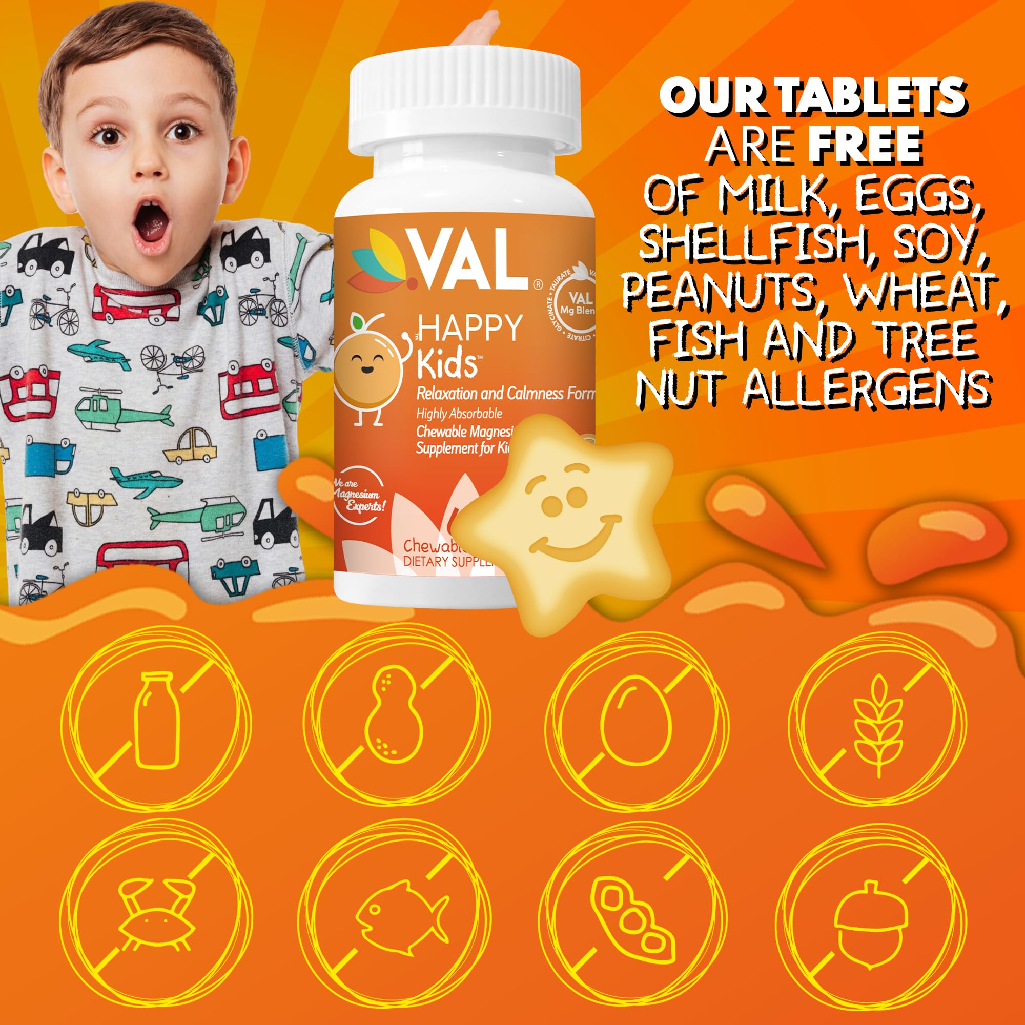 VAL Kids Magnesium naturally sourced ingredients and preservative-free formula.
