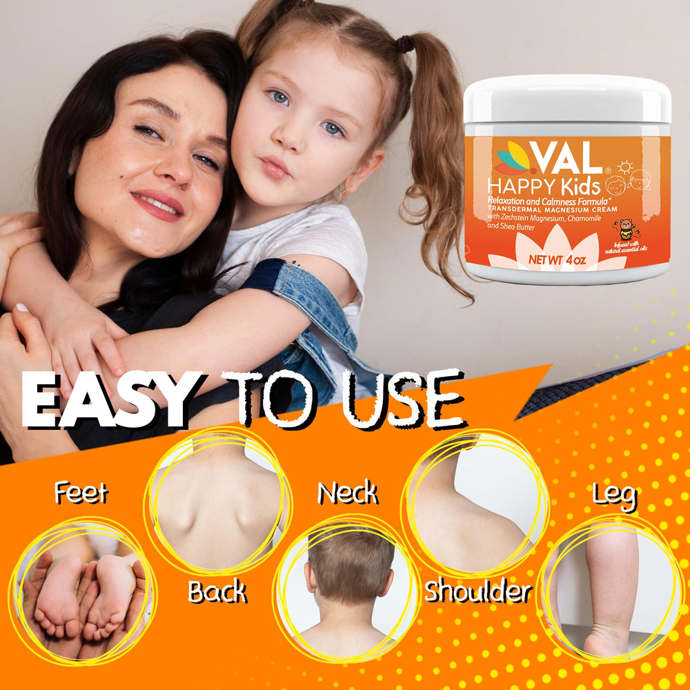 VAL Magnesium Cream for Kids non-greasy texture ready for quick absorption.