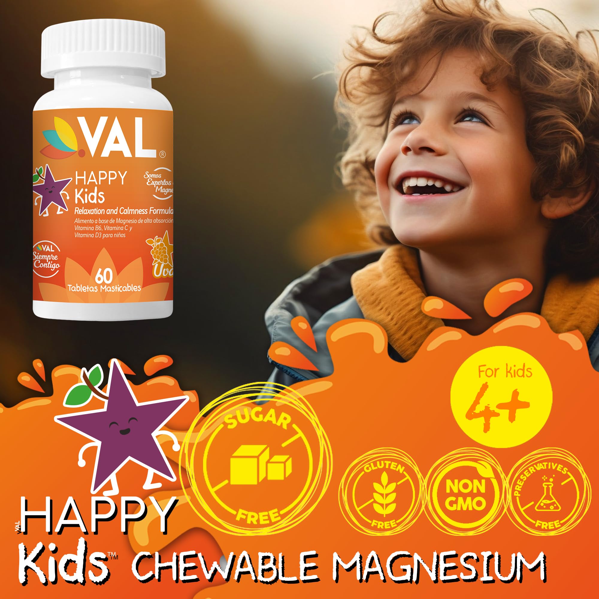 VAL Magnesium for Kids bottle open with spoon for simple daily servings