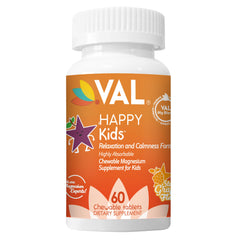 VAL Magnesium for Kids bottle front with chewables, easy daily calm support