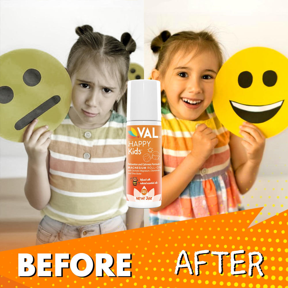 VAL Magnesium Roll-On ingredients chamomile and shea butter for gentle skin.