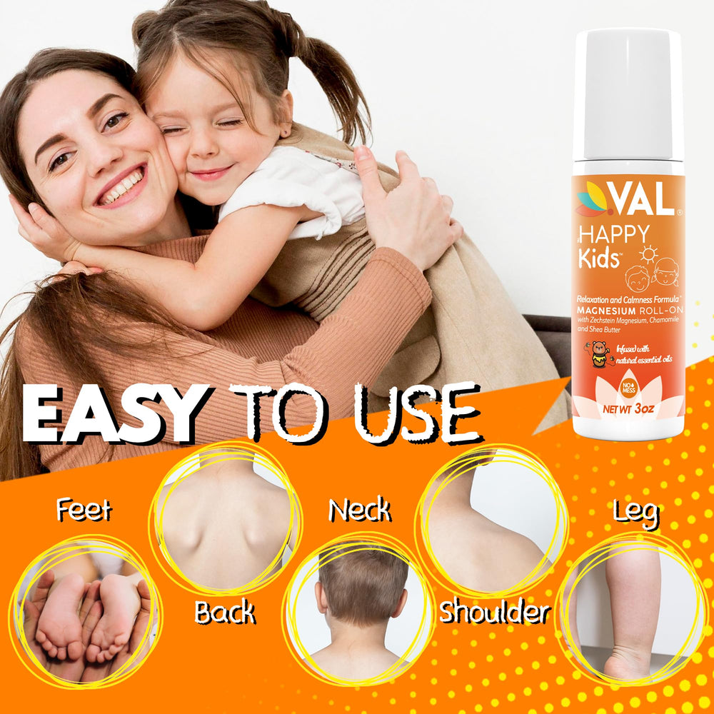 VAL Magnesium Roll-On on legs provides daytime calm.