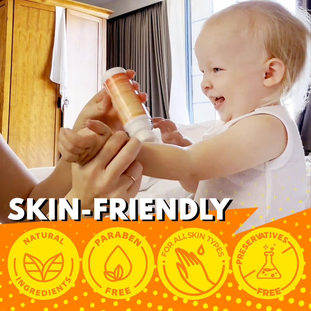 VAL roll-on applicator offers mess-free, kid-friendly use.
